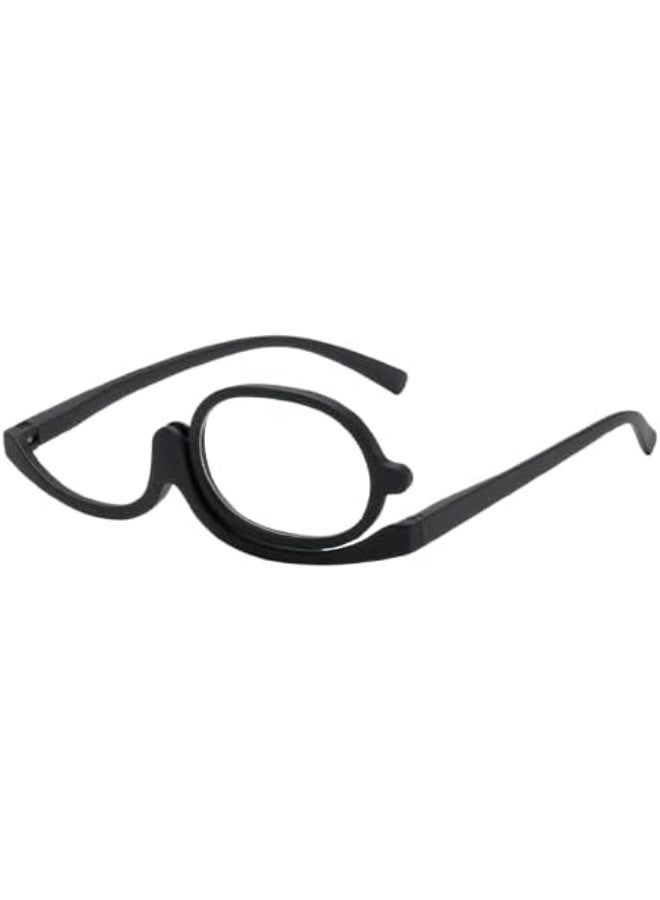 Magnifying Makeup Glasses with 180° Rotating Single Lens - Reading Eyeglasses for Eye Makeup Application & Grooming - Black Frame - Image 1